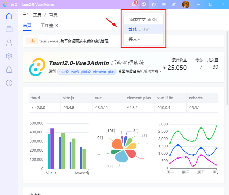 tauri2 vue3.5-admin：原创vite5 tauri2 element-plus桌面端后台系统框架