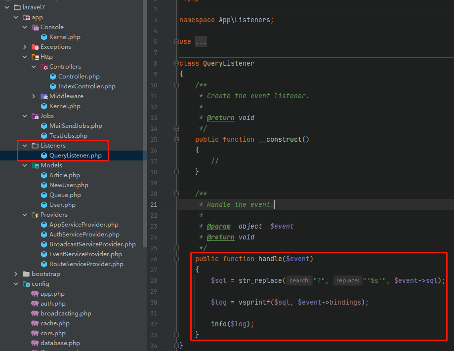 laravel框架日志记录sql语句